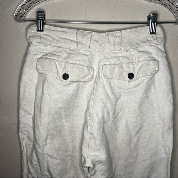 Mara Hoffman Jade High Rise Linen Cotton Button Fly Cream Cropped Pants - Picture 13 of 14